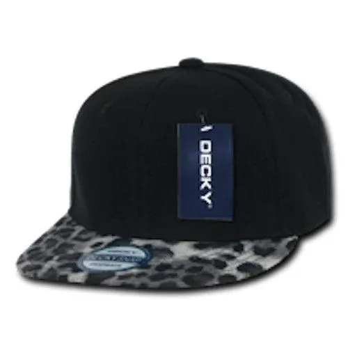 1 Dozen Decky Animal Print Retro Flat Bill Hats Snake Leopard Skin Wholesale