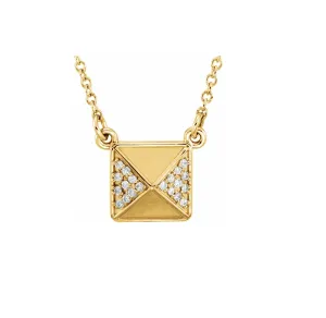 14K Gold Diamond Accented Pyramid Spike Necklace