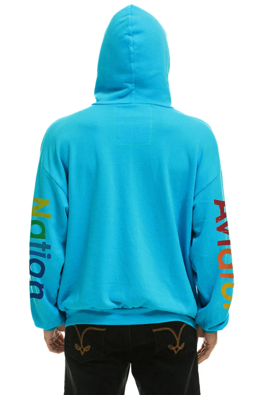 AVIATOR NATION NEW YORK CITY RELAXED PULLOVER HOODIE - NEON BLUE