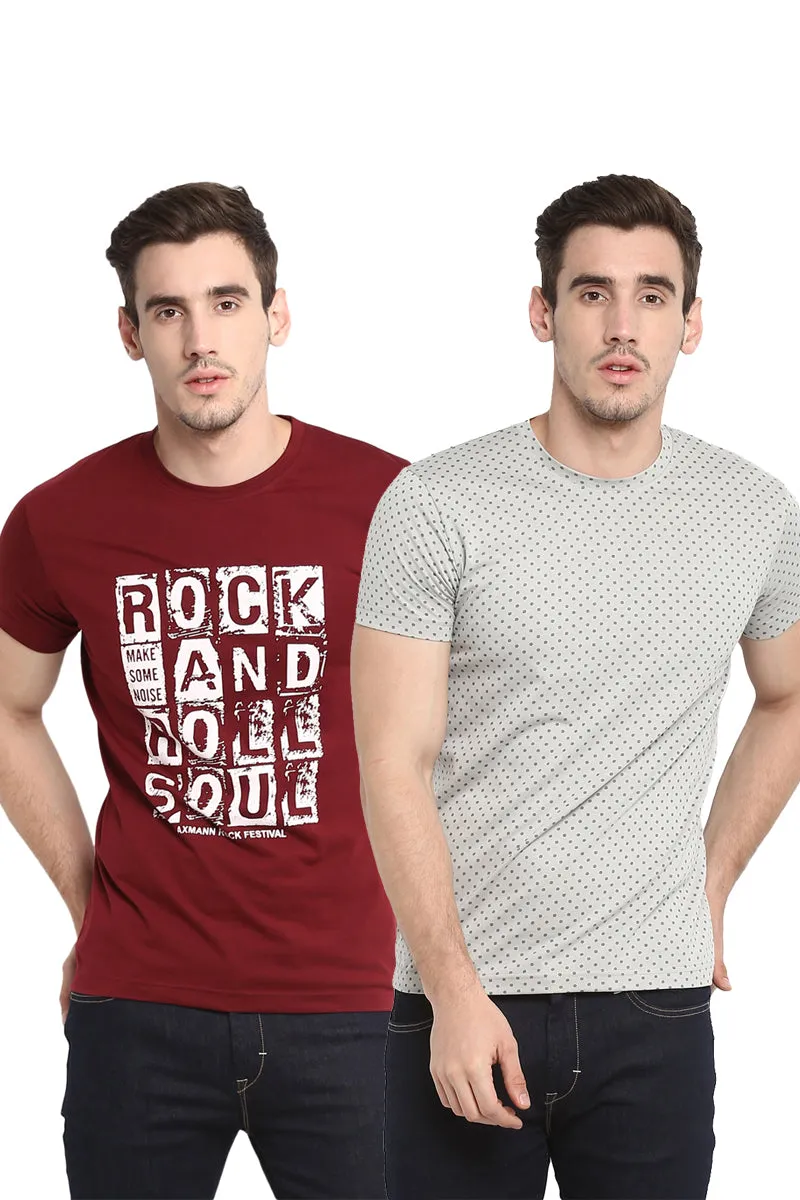 AXMANN Casual T-Shirt (Silver | Maroon) Combo Pack