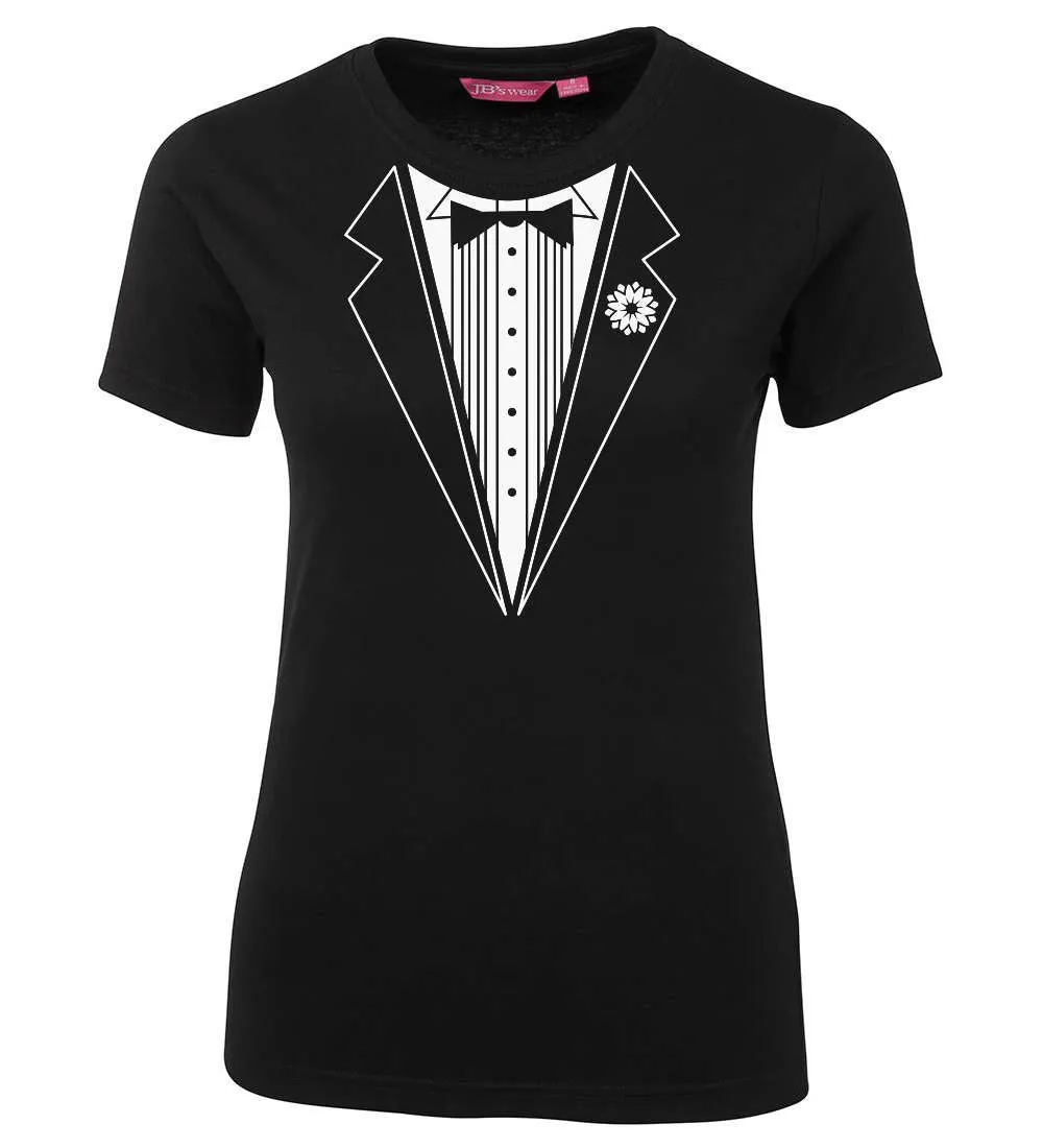 B&W Tuxedo Ladies T-Shirt (Black)