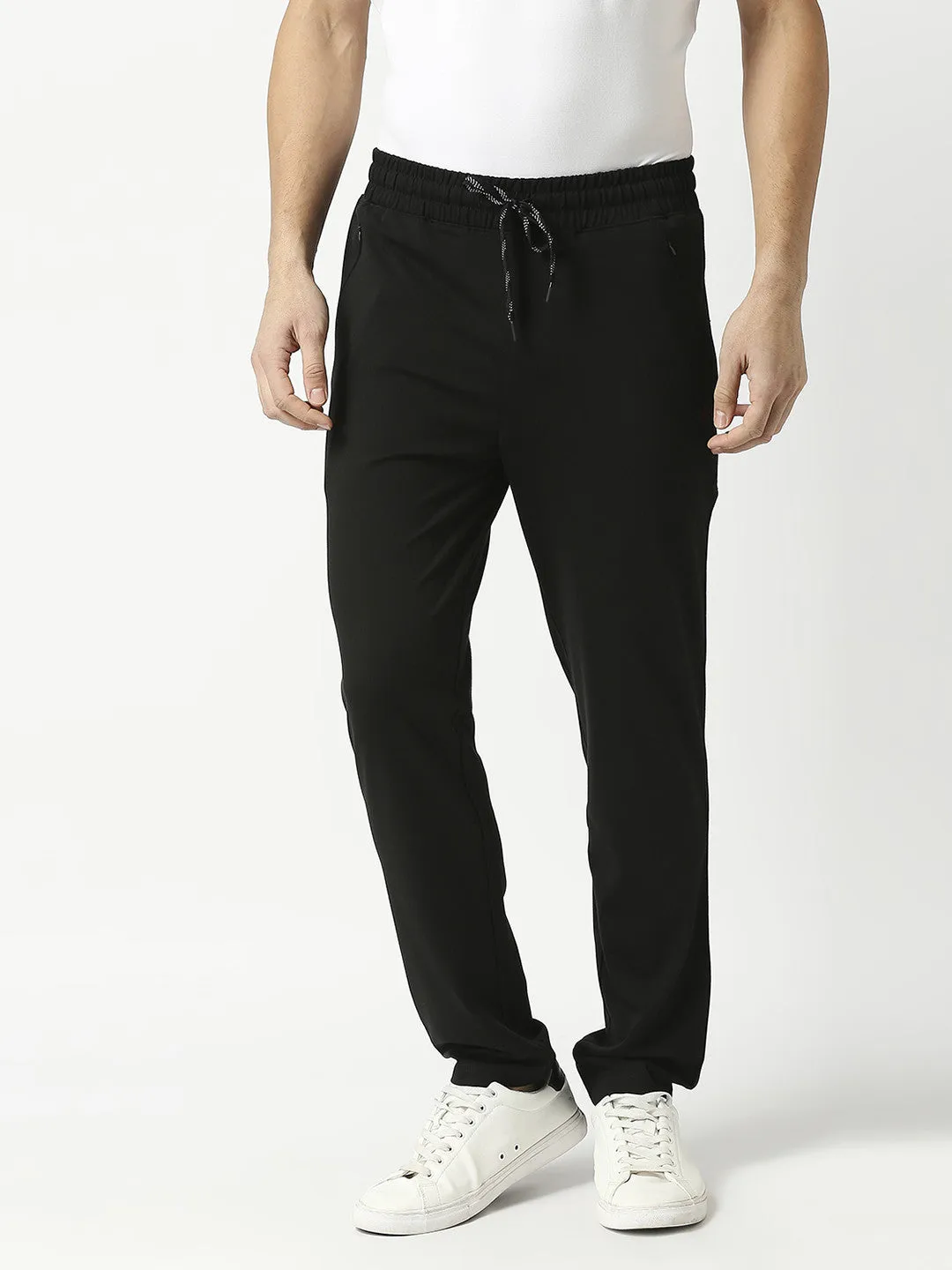 Black Tencel Lycra Track Pants