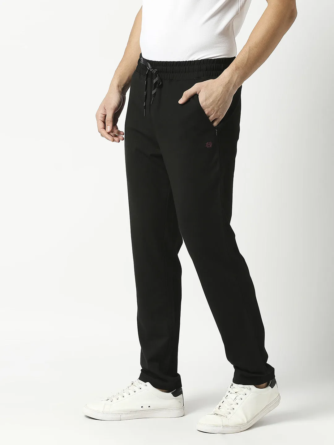 Black Tencel Lycra Track Pants