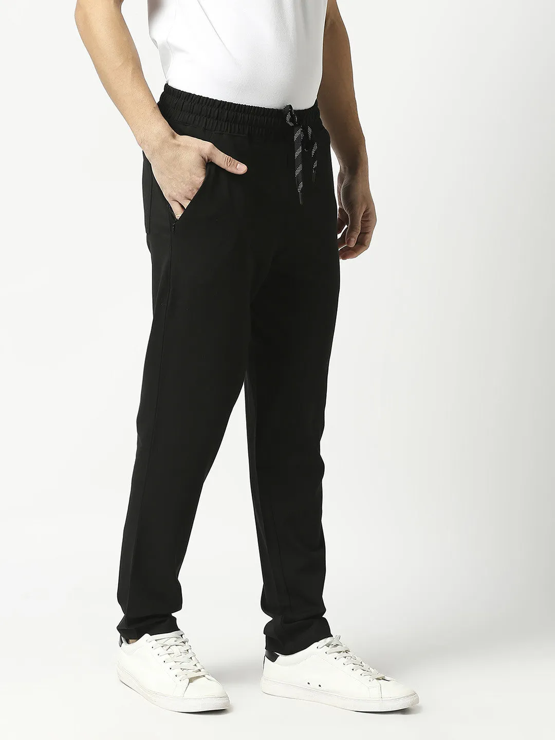 Black Tencel Lycra Track Pants