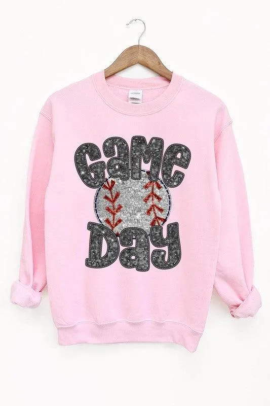 Boujee Sequins Game Day Baseball Graphic Sweatshirts