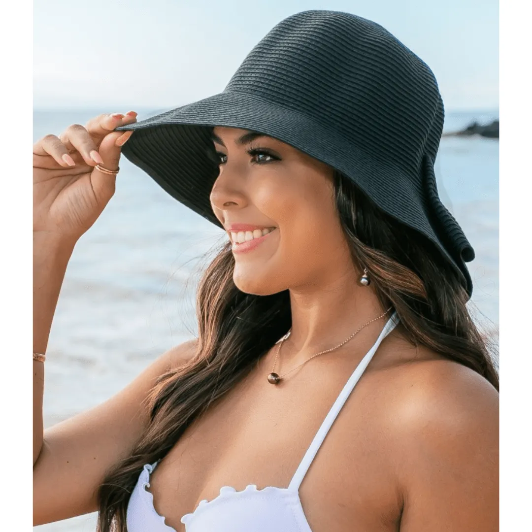 Bow Back Straw Bucket Hat