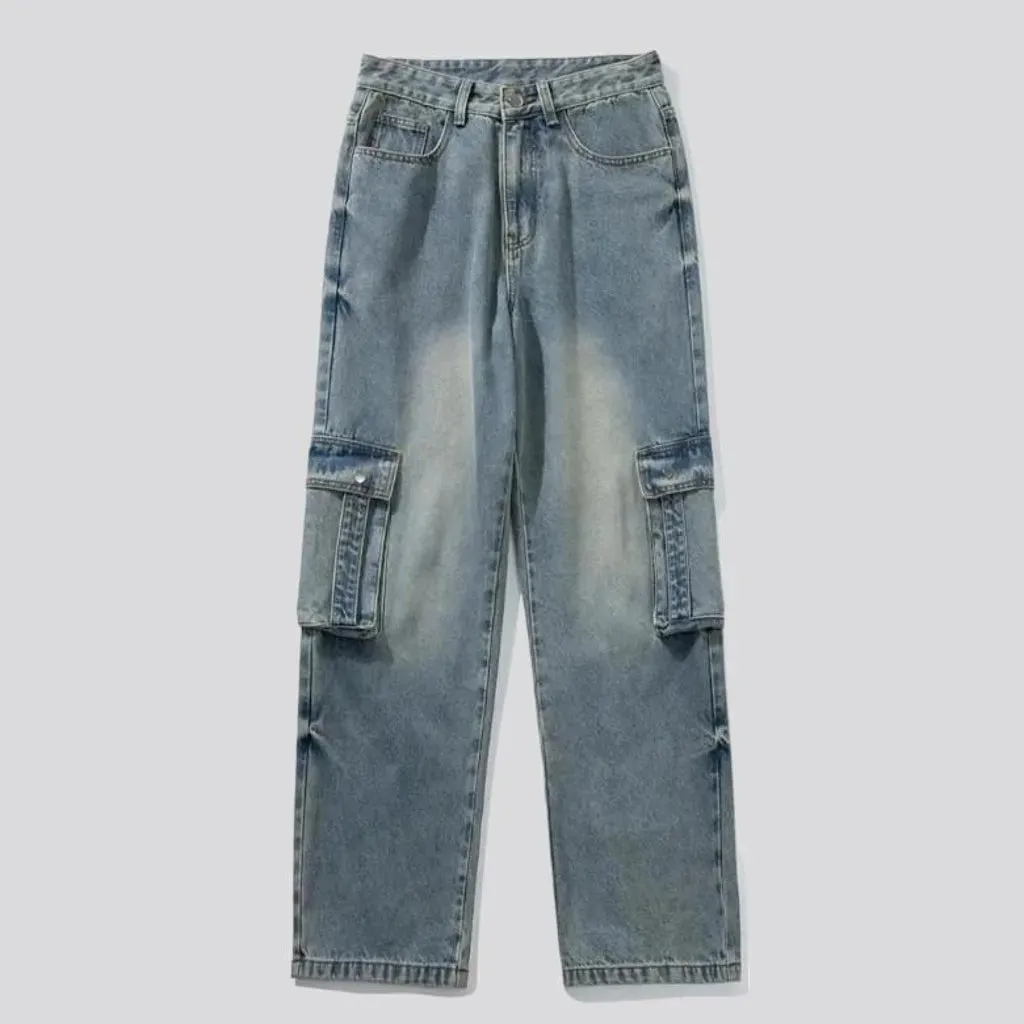 Cargo sanded jeans
 for men