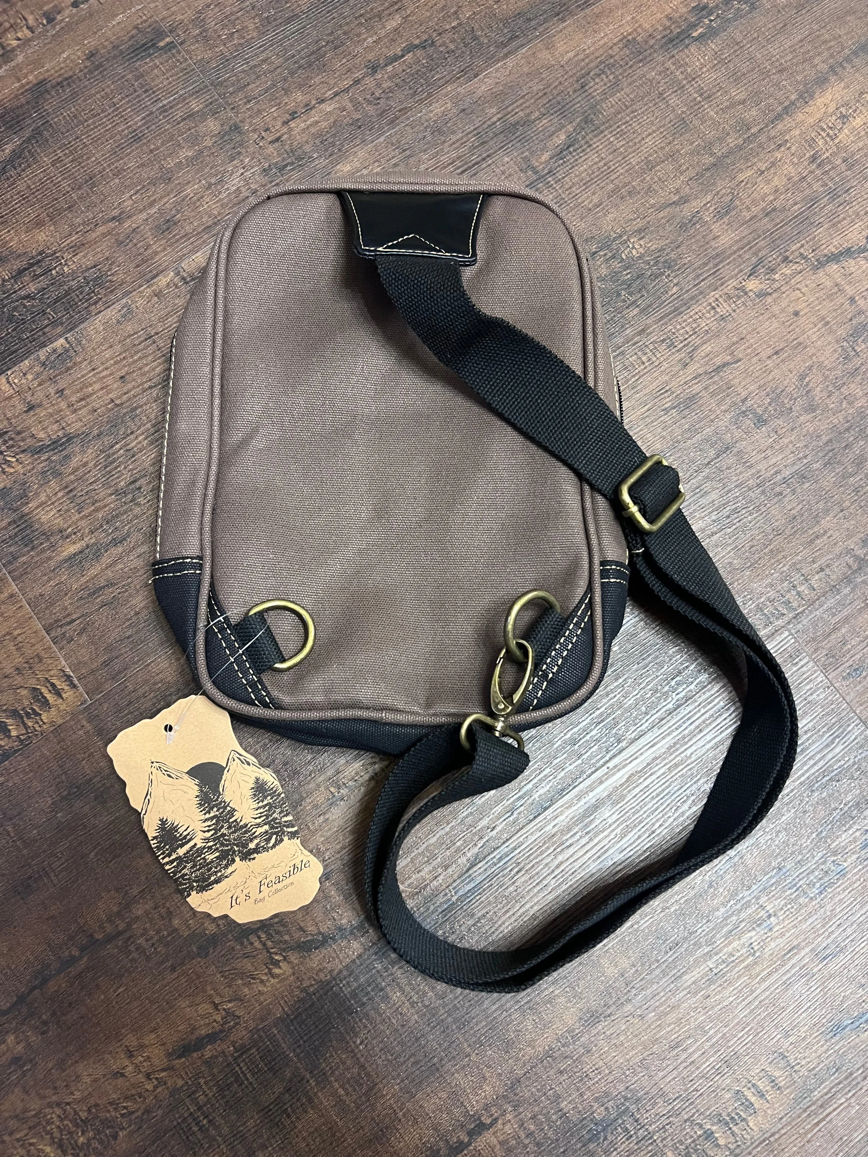 Chocolate Brown Canvas Sling Bag