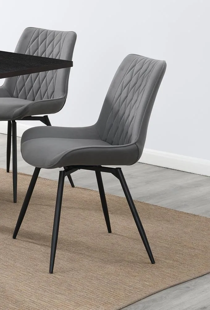 Diggs Tufted Swivel Dining Chairs Grey Gunmetal (2pc)