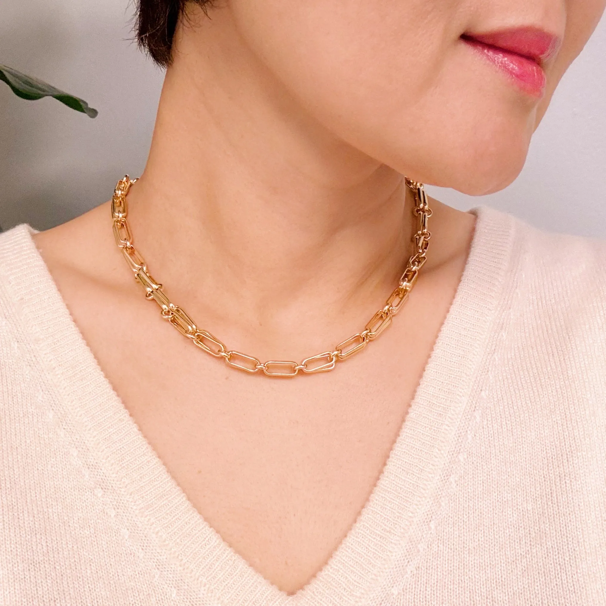 Double Links Linked Chain Necklace