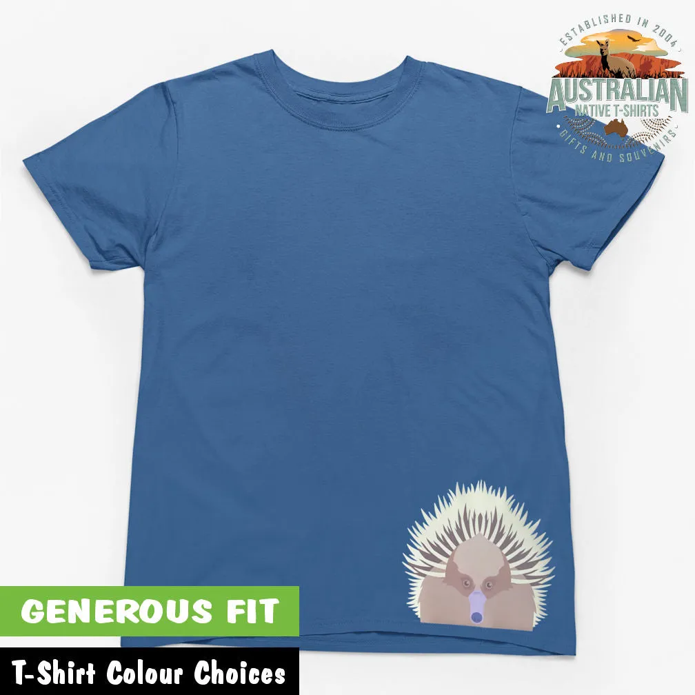 Echidna Face Hem Print Adults T-Shirt (Various Colours)