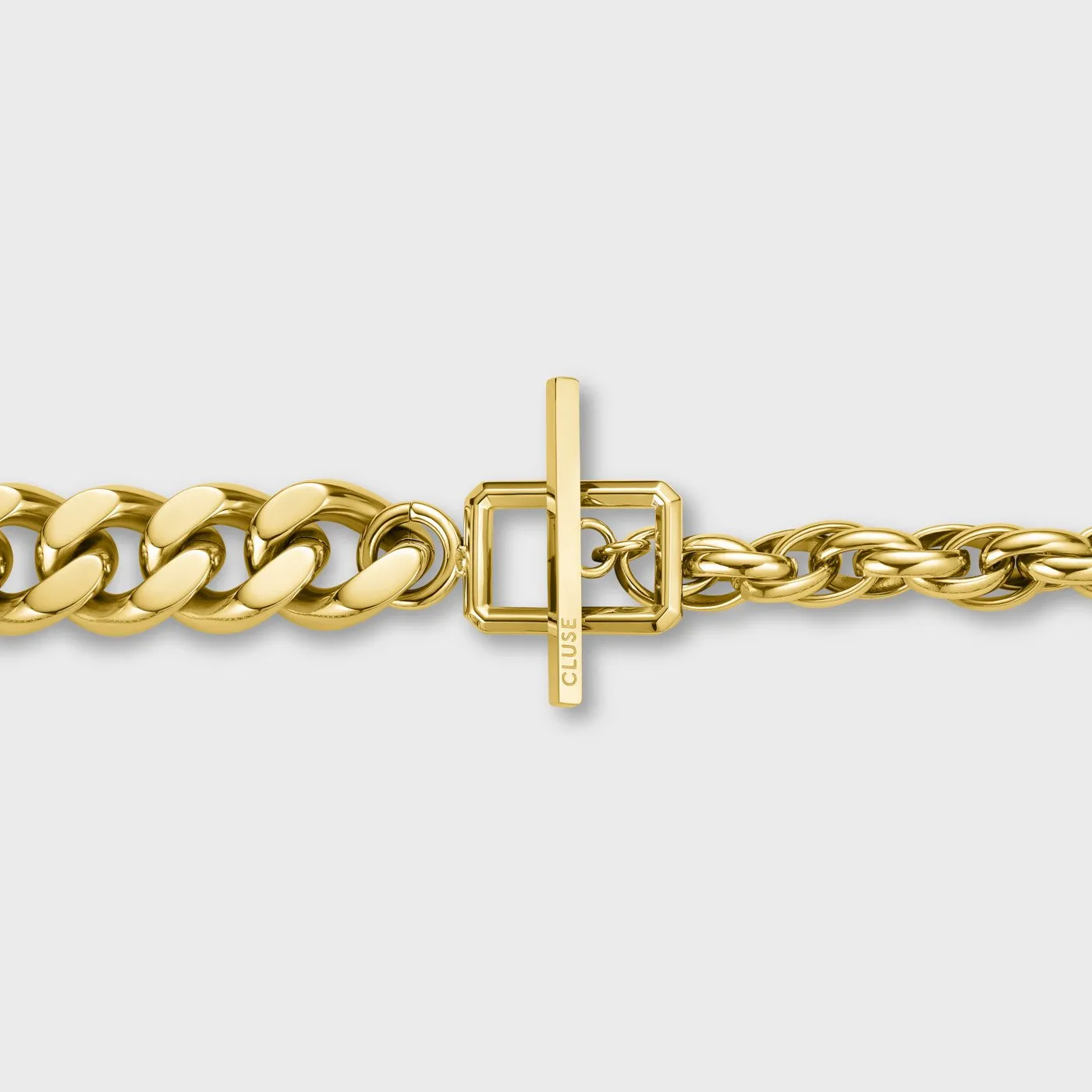 Essentielle Mixed Chain T-Bar Necklace, Gold Colour