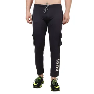 Exclusive black men sporty branded polyester lower for gym , morning walks and sports occassions.  (HG)