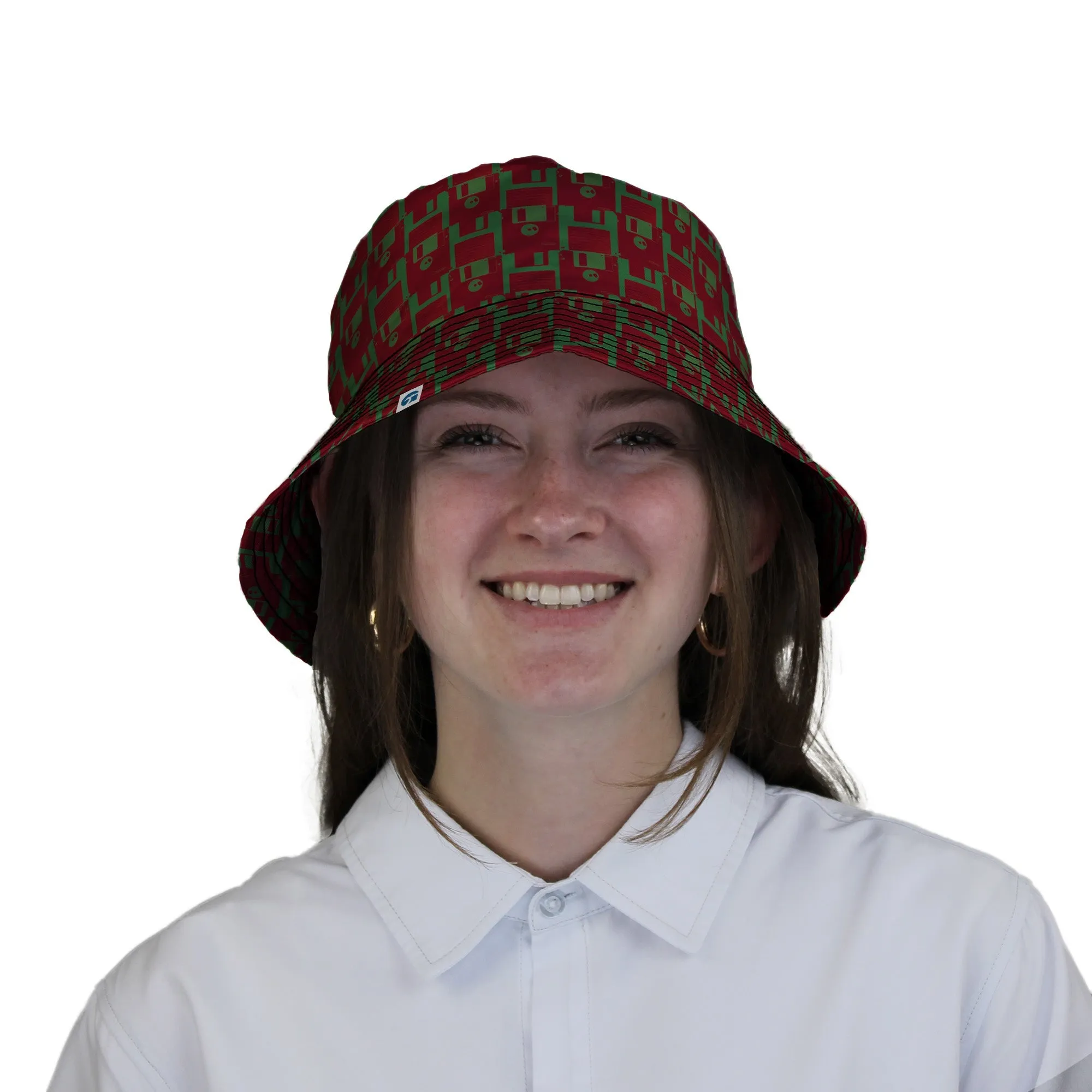 Floppy Disk Red and Green Bucket Hat