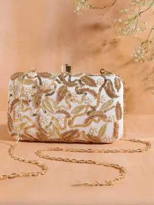 Golden Floral Clutch Purse