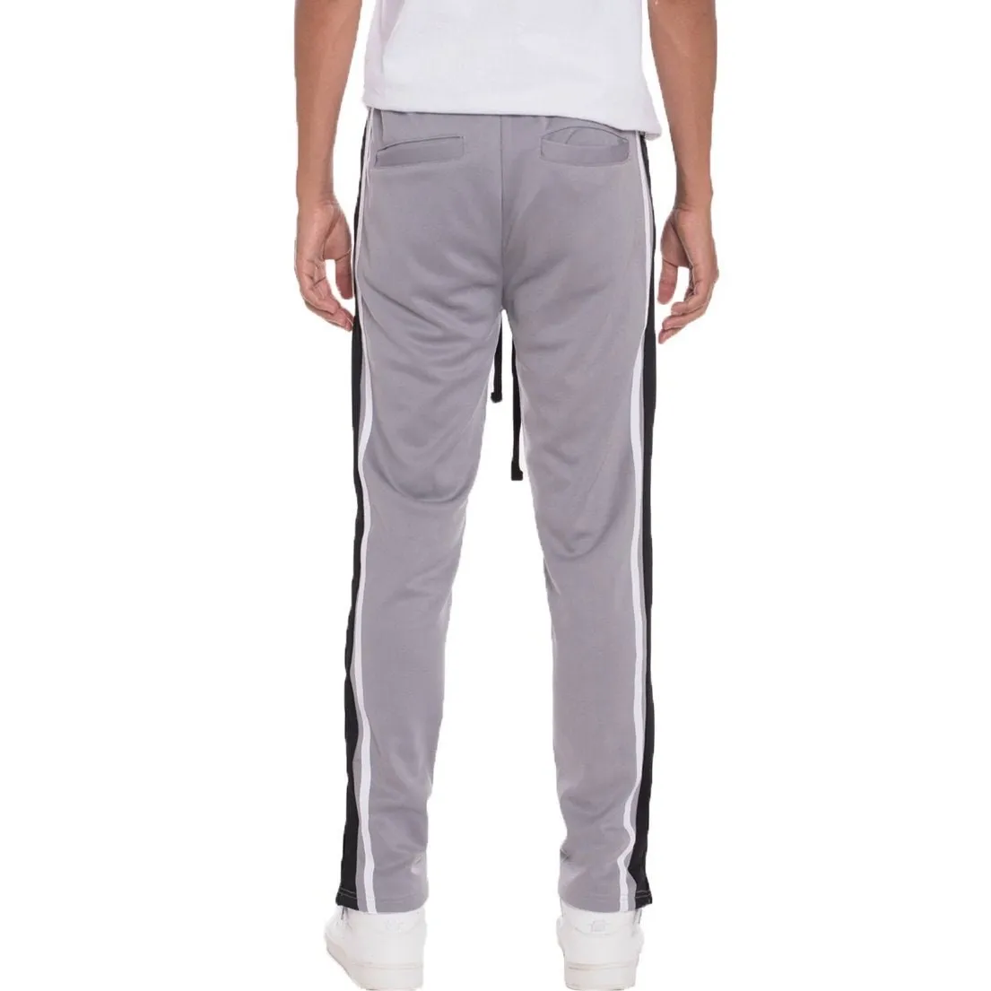 Grey Tricot Striped Track Pants