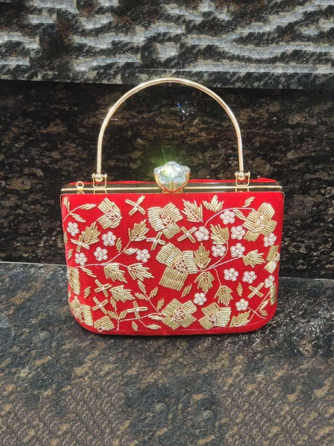 Hand Embroidery Box Clutch