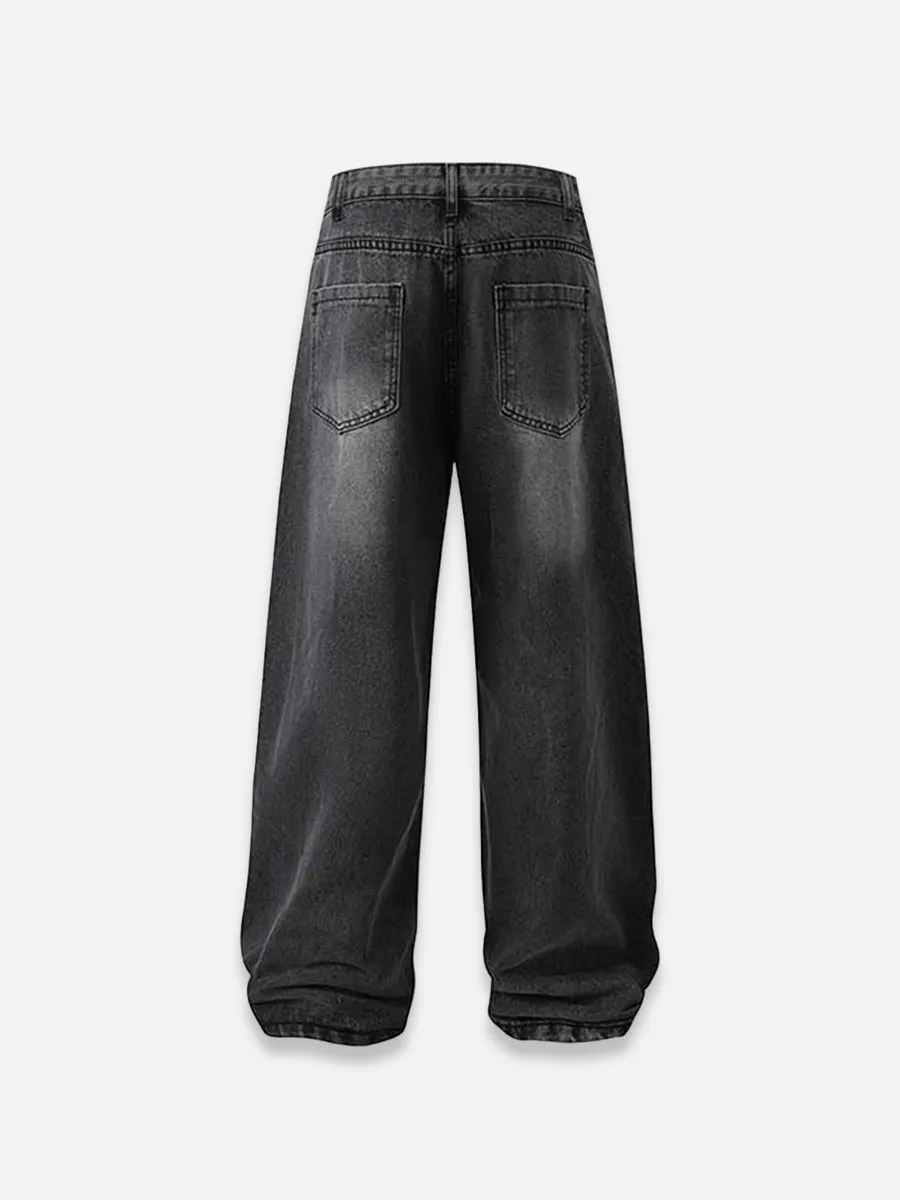 Irregular Hole Baggy Jeans