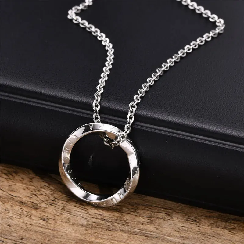 KOTiK New Trendy Norse Viking Necklaces for Men Punk Vintage Stainless Steel Mobius Round Pendant Collar Male Jewelry Gifts