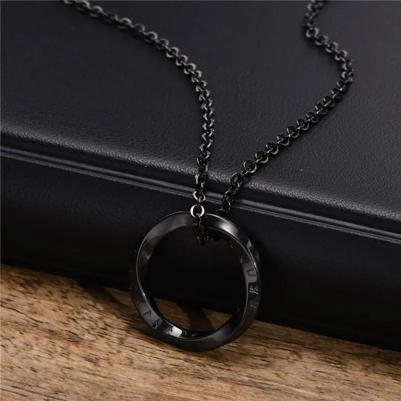 KOTiK New Trendy Norse Viking Necklaces for Men Punk Vintage Stainless Steel Mobius Round Pendant Collar Male Jewelry Gifts