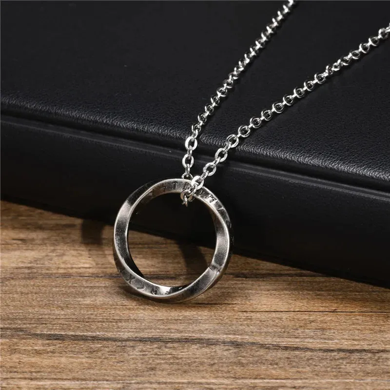 KOTiK New Trendy Norse Viking Necklaces for Men Punk Vintage Stainless Steel Mobius Round Pendant Collar Male Jewelry Gifts