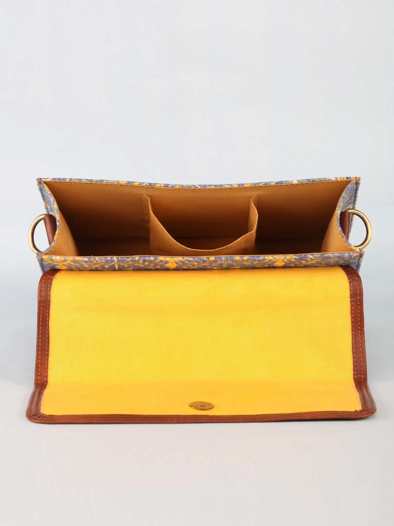 Lavender Yellow Hand Block Printed Sling Bag - B0805