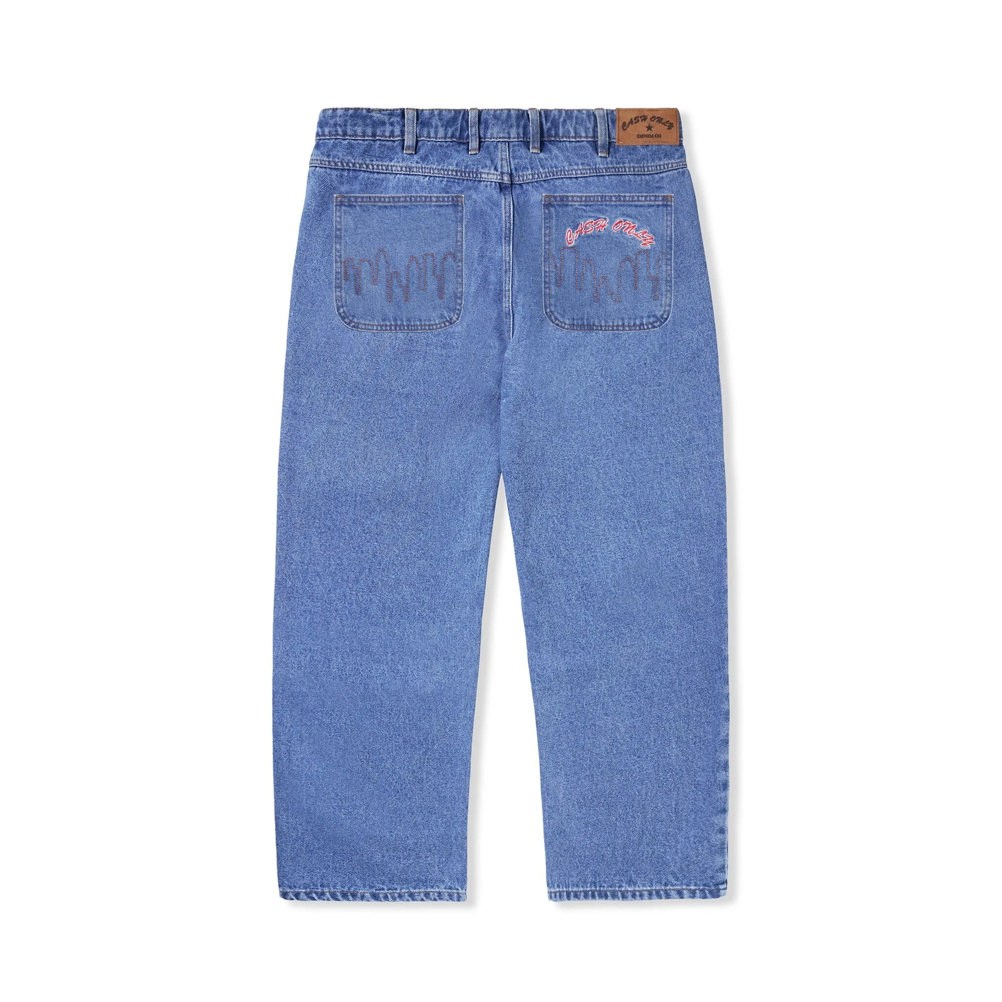 Logo Baggy Denim Jeans - Washed Indigo