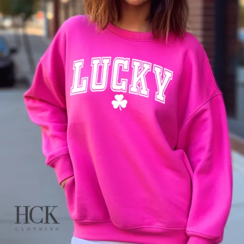 Lucky University Style Crewneck Sweatshirt- 2 COLORS