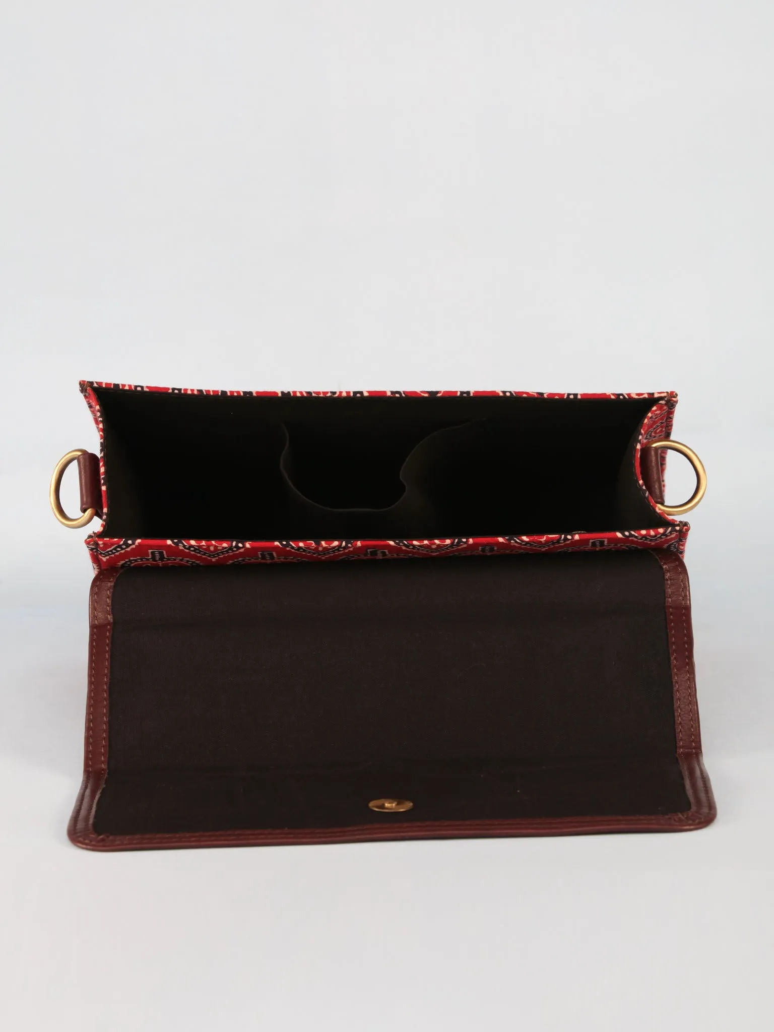 Maroon Black Ajrakh Block Printed Sling Bag - B0802