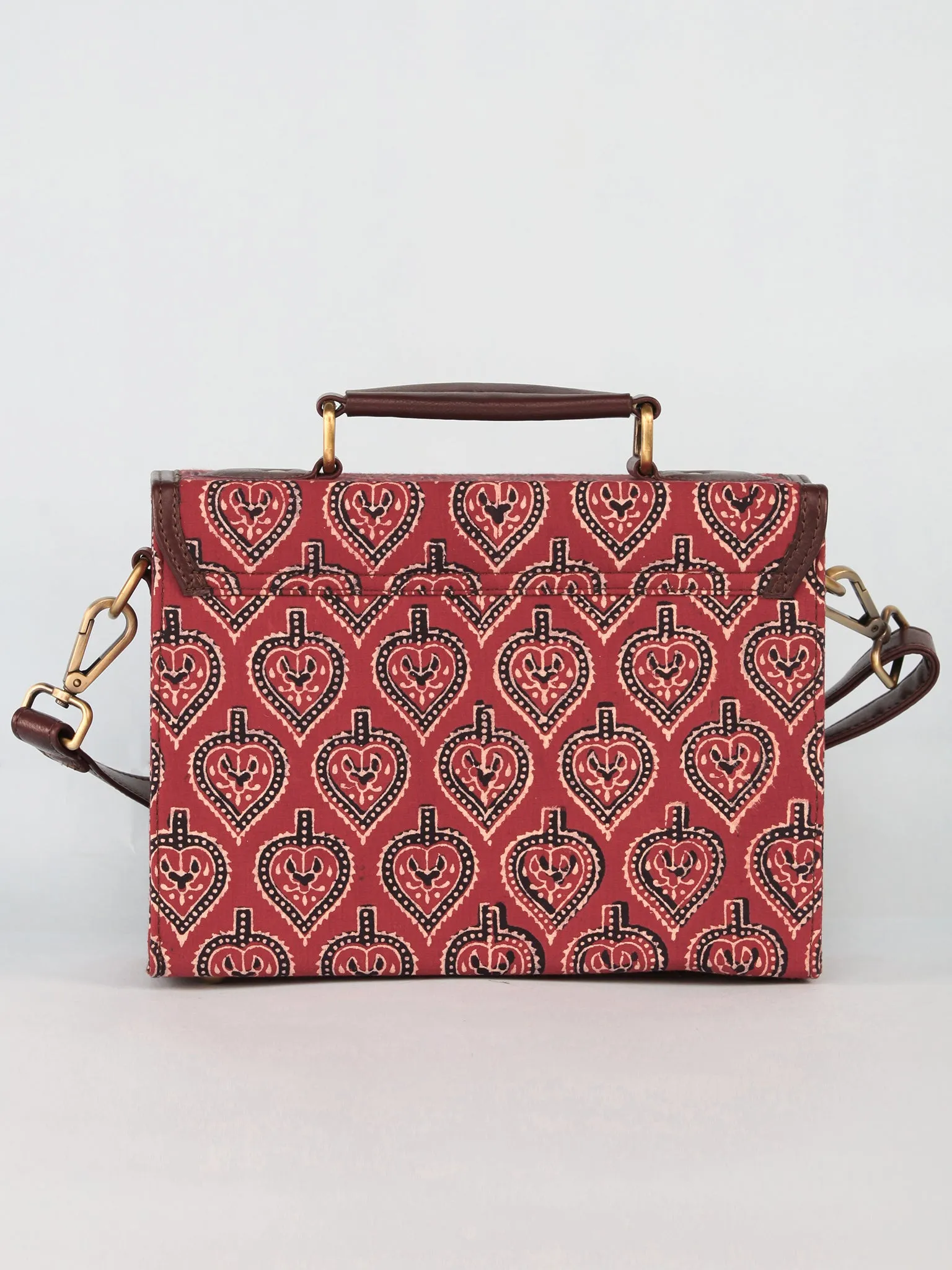 Maroon Black Ajrakh Block Printed Sling Bag - B0802