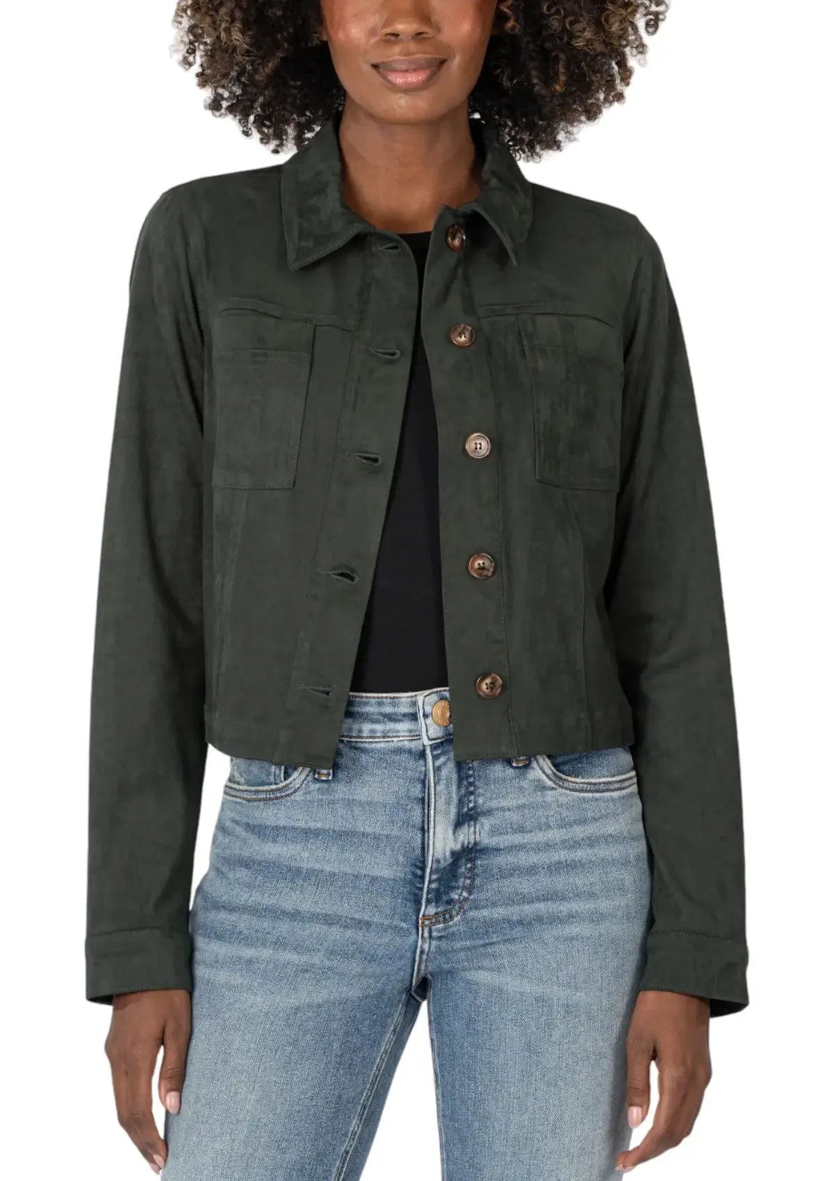 Matilda Crop Trucker Jacket - Hunter Green