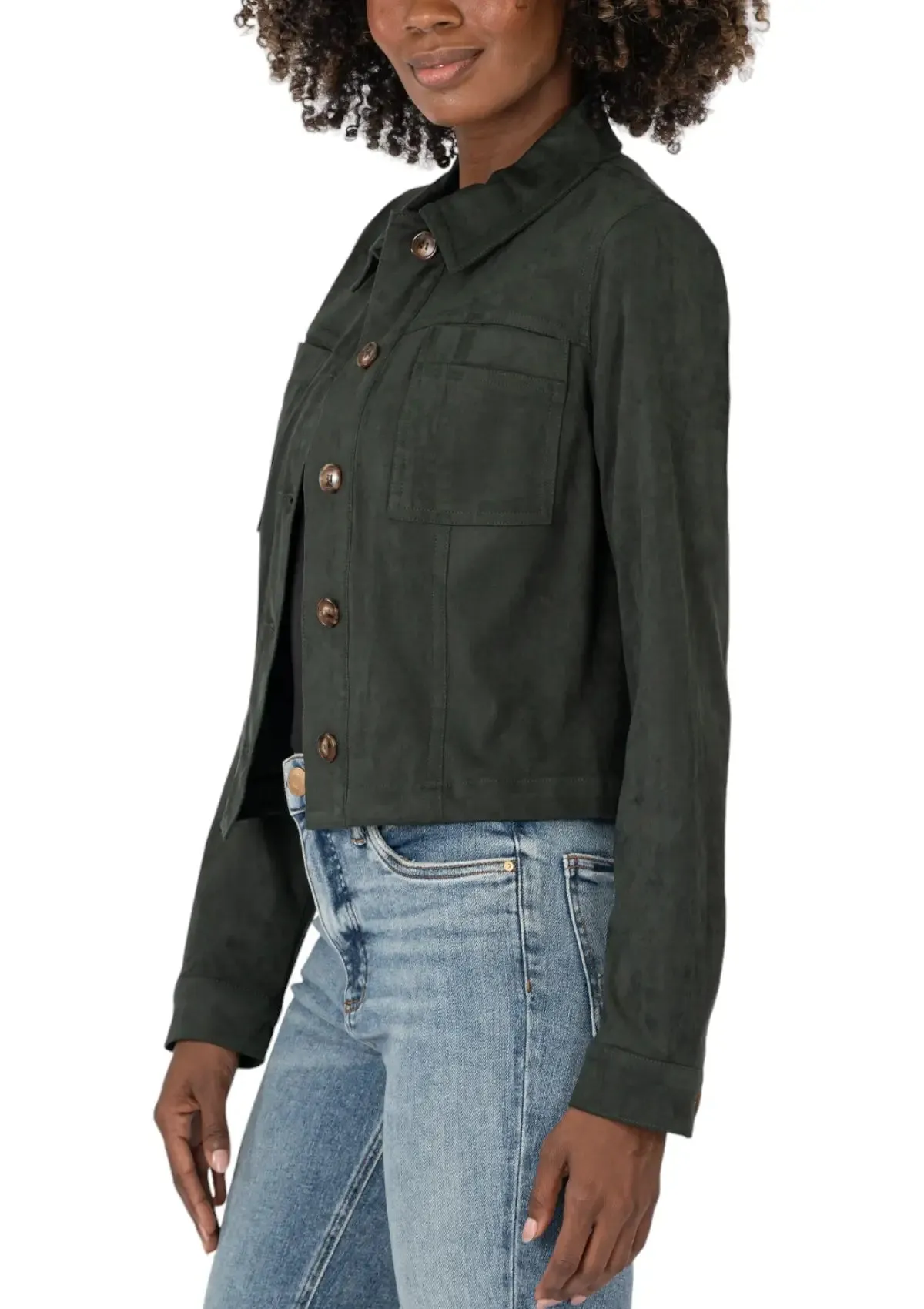 Matilda Crop Trucker Jacket - Hunter Green