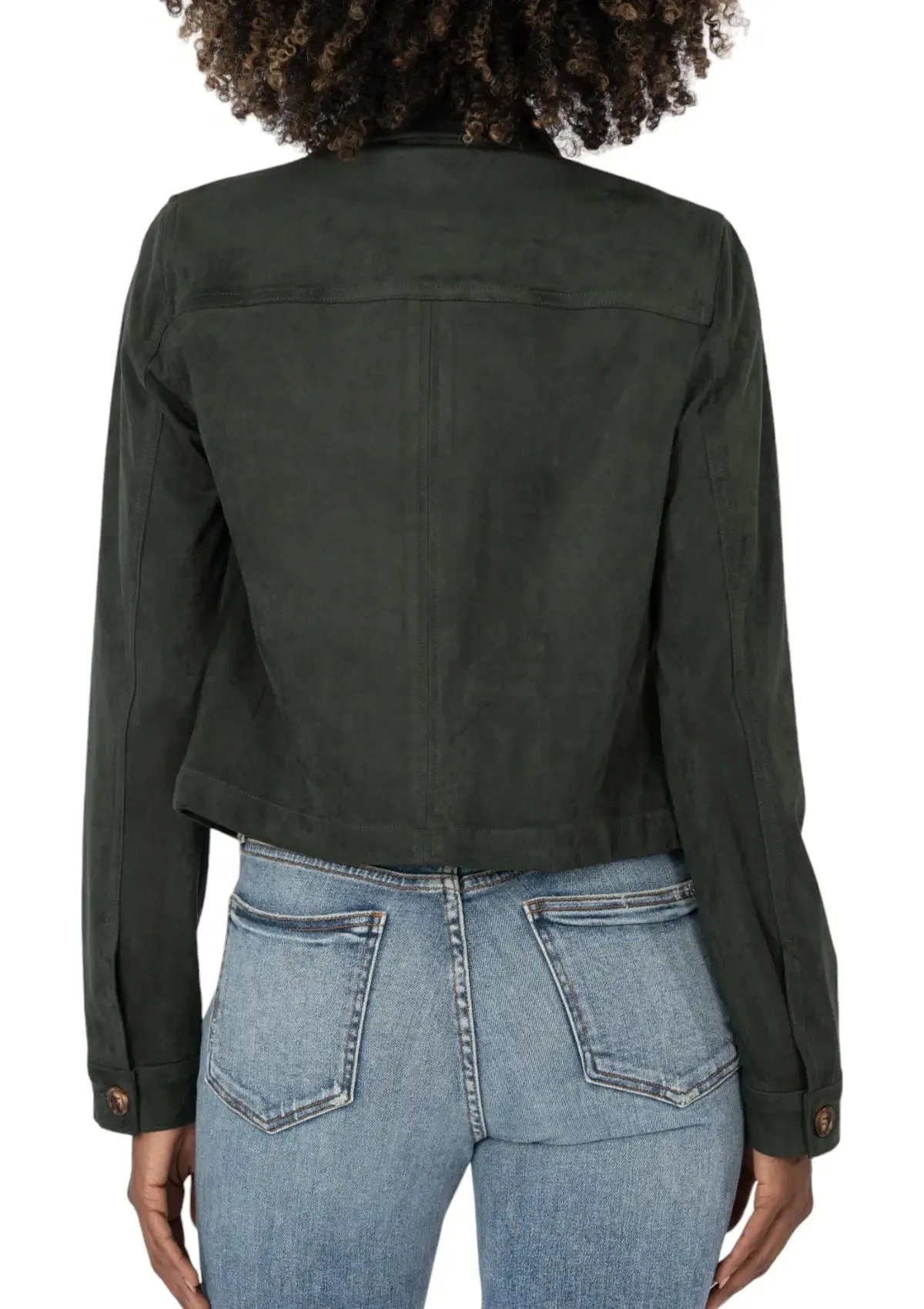 Matilda Crop Trucker Jacket - Hunter Green