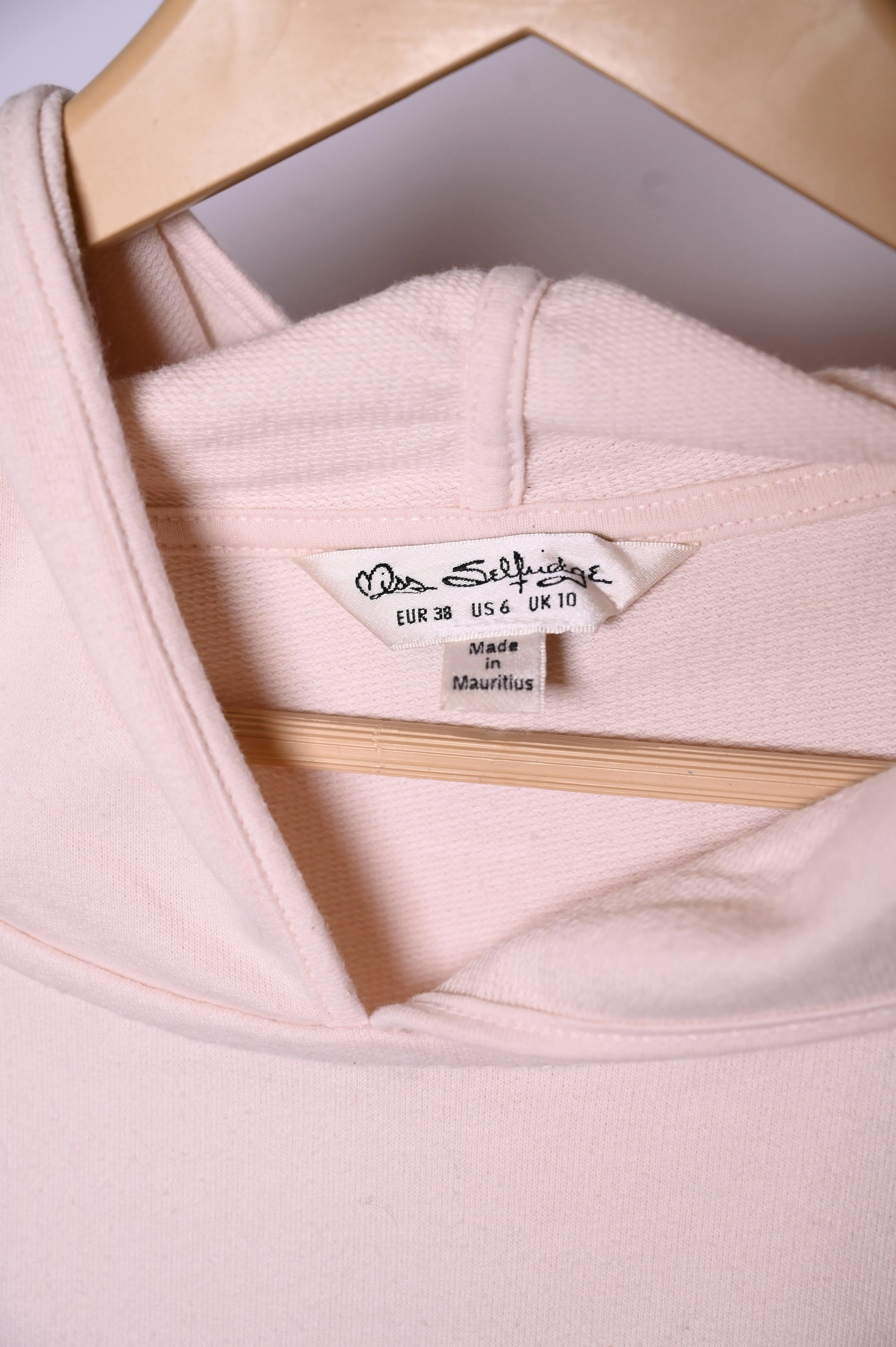 Miss Selfridge Cream Crop Hoodie - Small