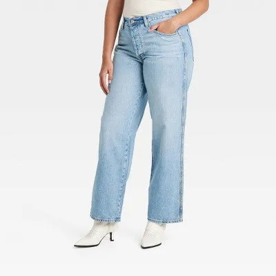 New - Women's Mid-Rise Studded 90's Baggy Jeans - Universal Thread