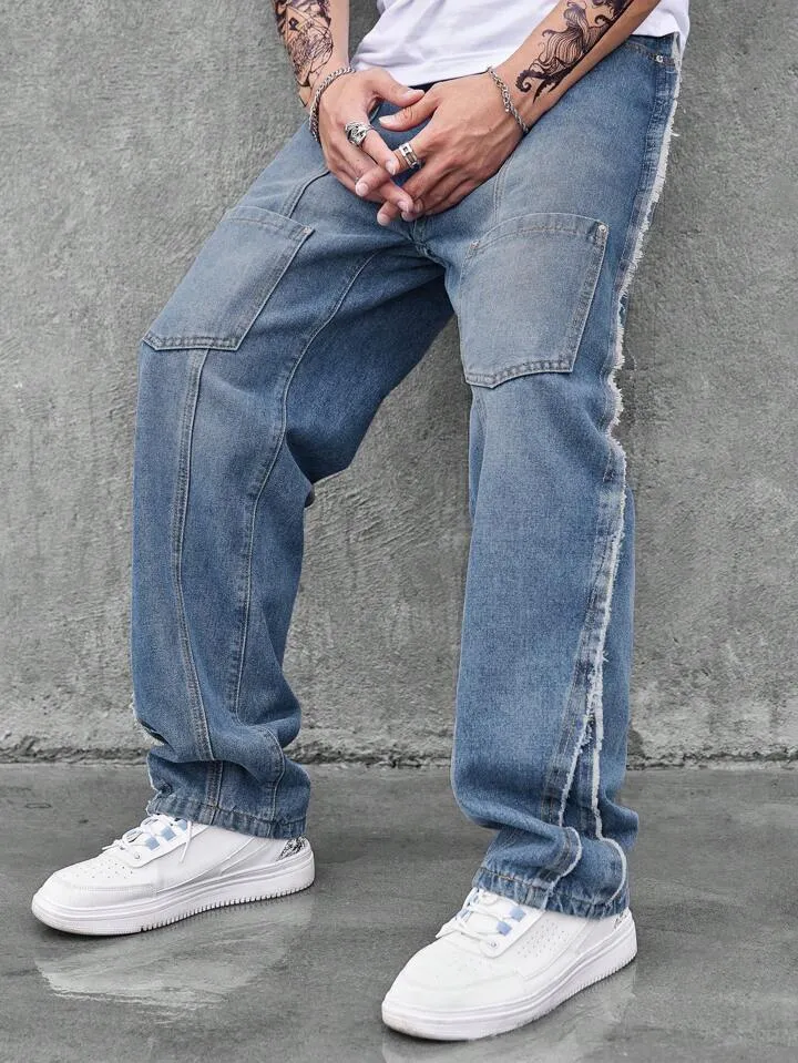 Not Your Pocket Picker Contrast Tap Baggy Jeans