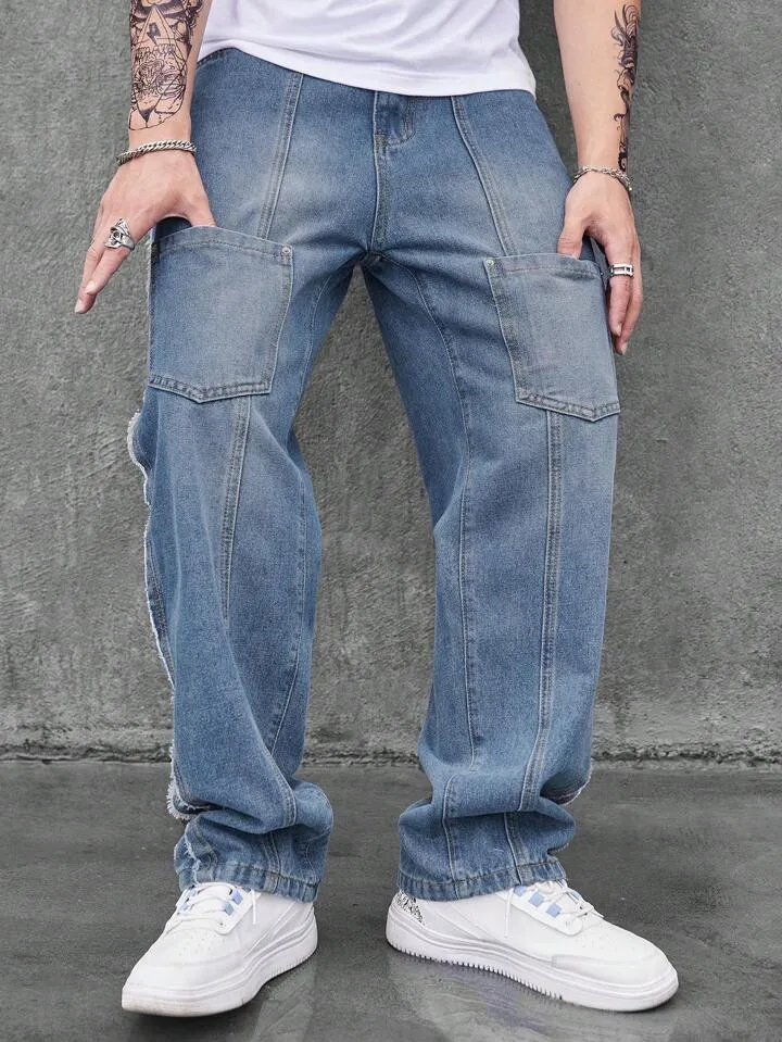 Not Your Pocket Picker Contrast Tap Baggy Jeans