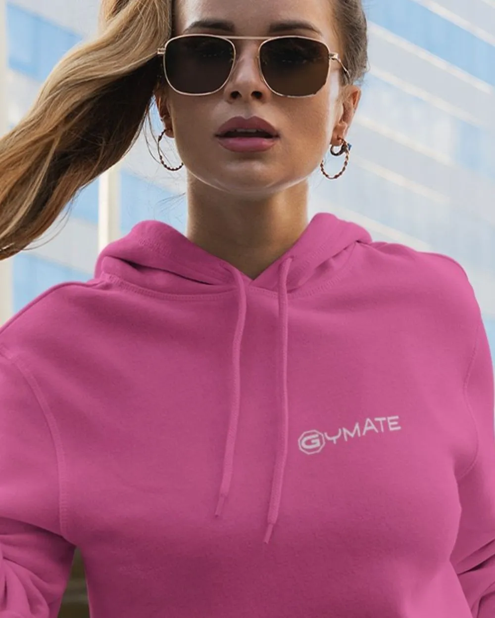 Pink Womens Hoodies Designer Gymate [chest]