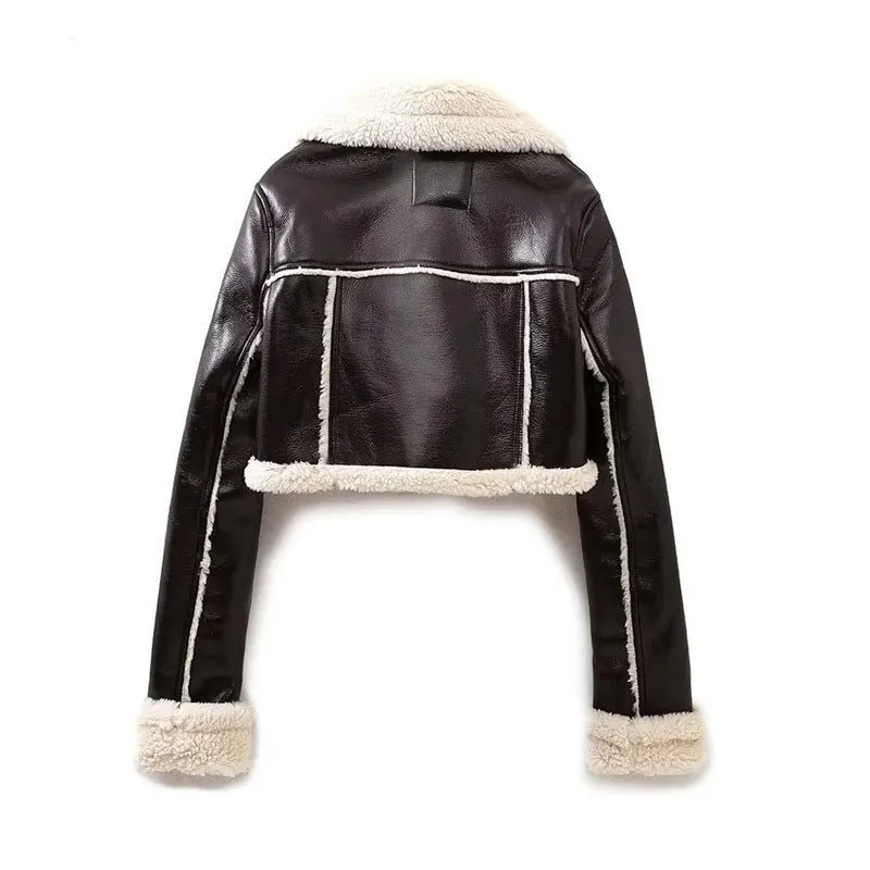 Pre Order:  Warm Faux Leather Short Jacket