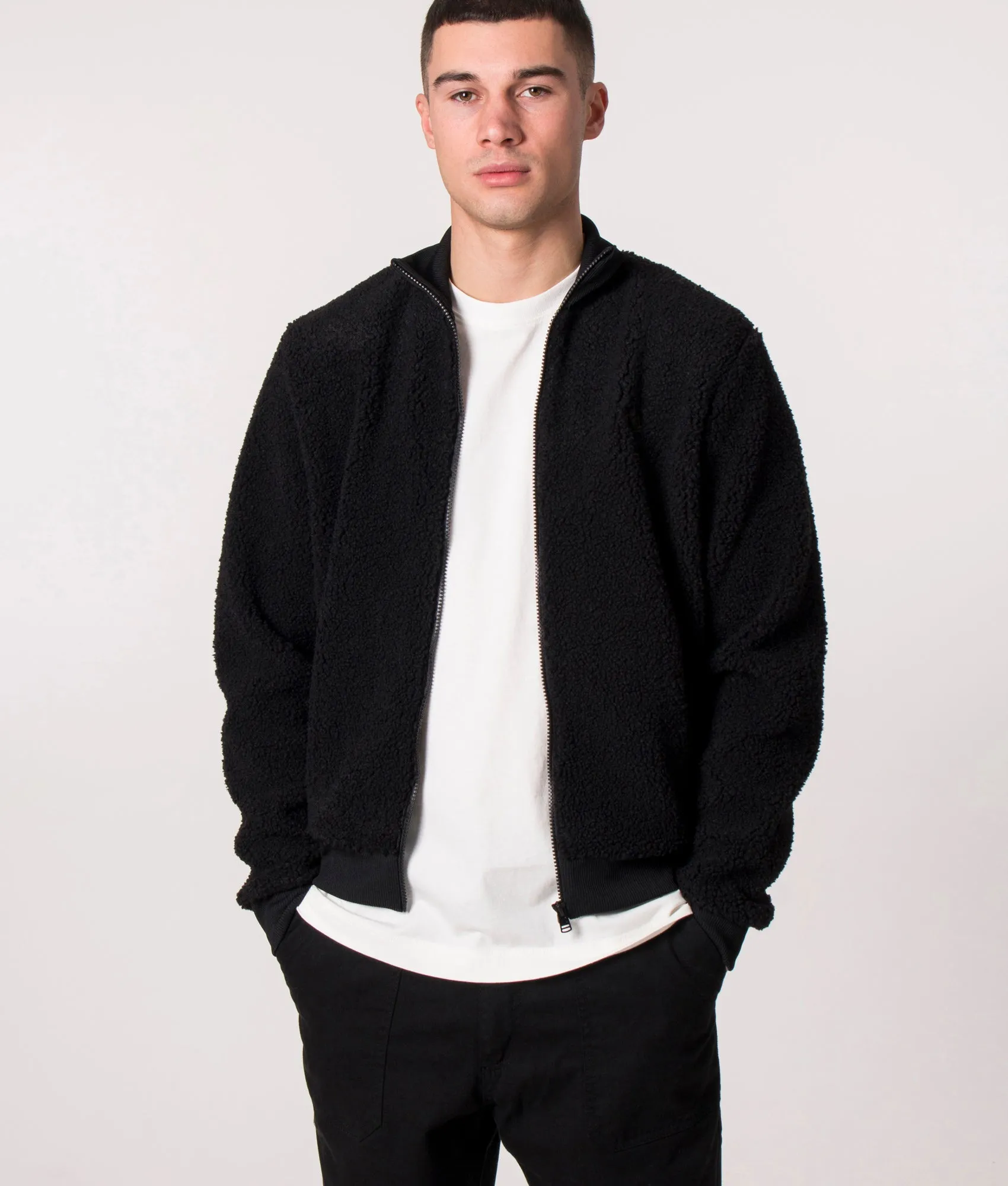 Relaxed Fit Borg Fleece Track Top