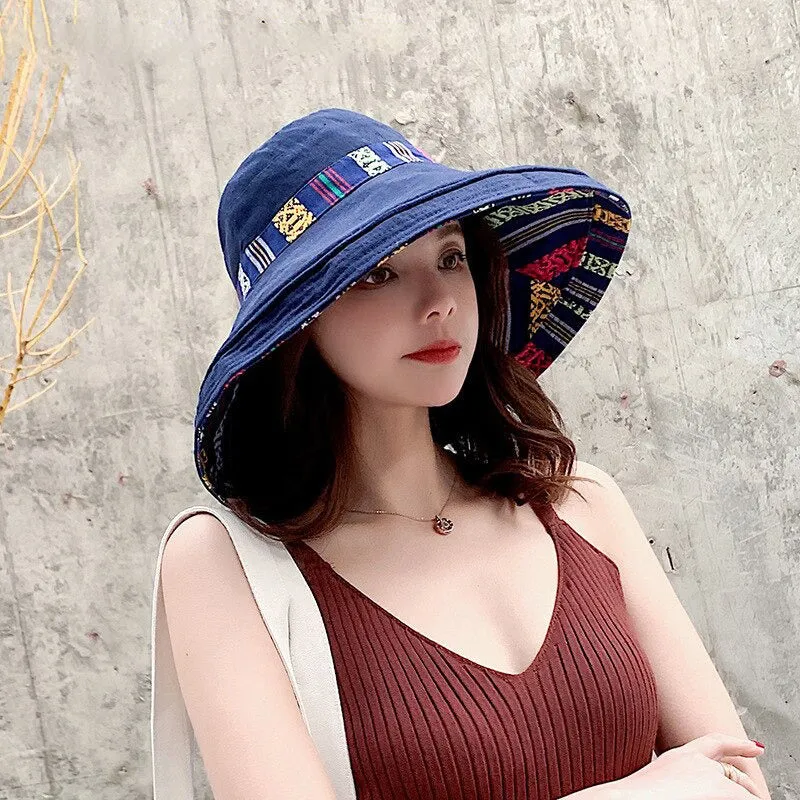 Retro and Colorful Reversible Summer Beach Bucket Hats