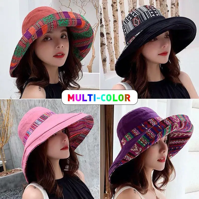 Retro and Colorful Reversible Summer Beach Bucket Hats