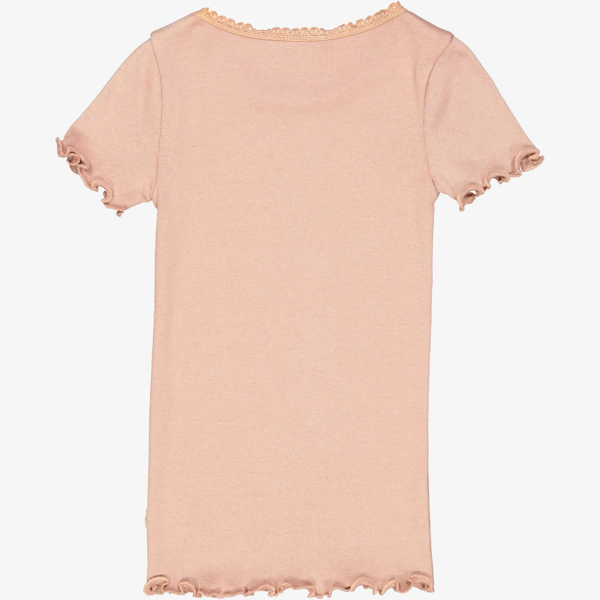 Rib T-Shirt Lace SS - rose dawn