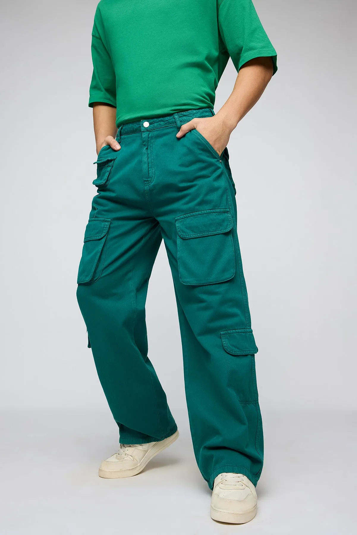 Rich Emerald Utility Men's Cargo Jeans