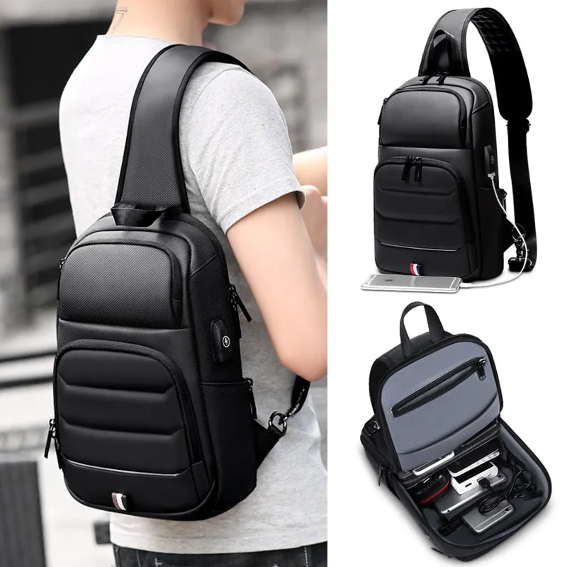 Sling Crossbody Bag Shoulder Bag for Men 9.7" iPad USB Charging Short Trip Messenger Bags Water Repellent Crossbody Bags