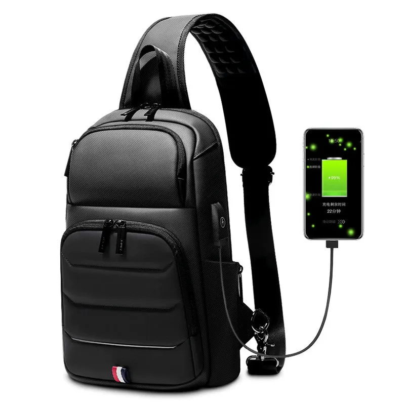 Sling Crossbody Bag Shoulder Bag for Men 9.7" iPad USB Charging Short Trip Messenger Bags Water Repellent Crossbody Bags