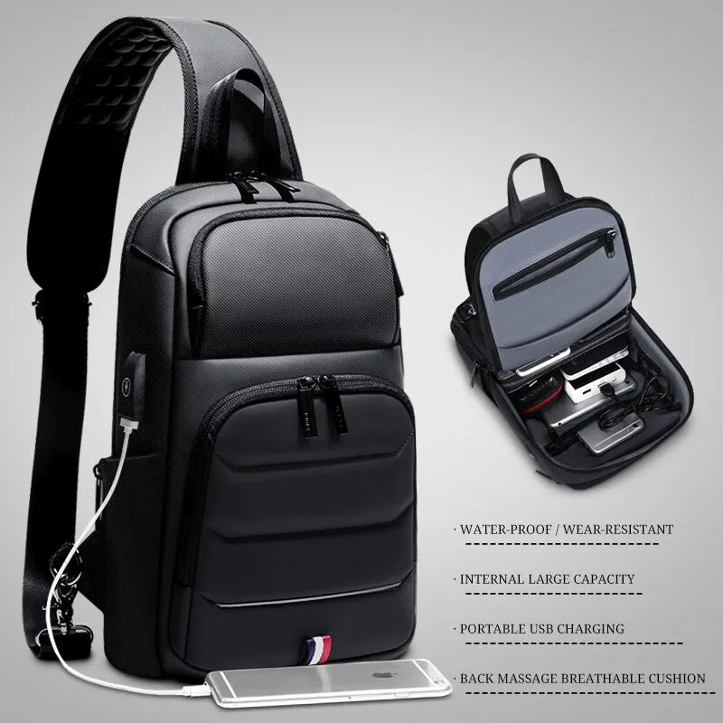 Sling Crossbody Bag Shoulder Bag for Men 9.7" iPad USB Charging Short Trip Messenger Bags Water Repellent Crossbody Bags