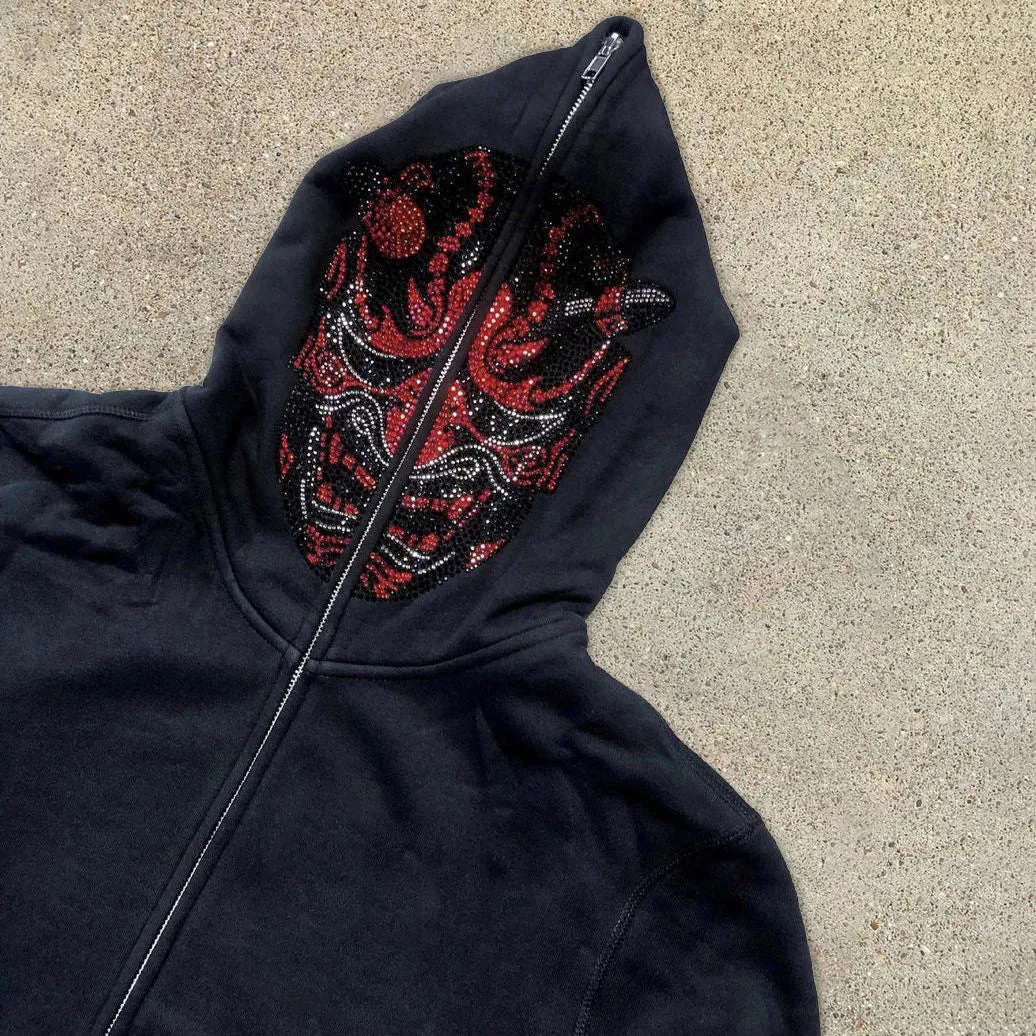 Statement devil print long sleeve oversized hoodie