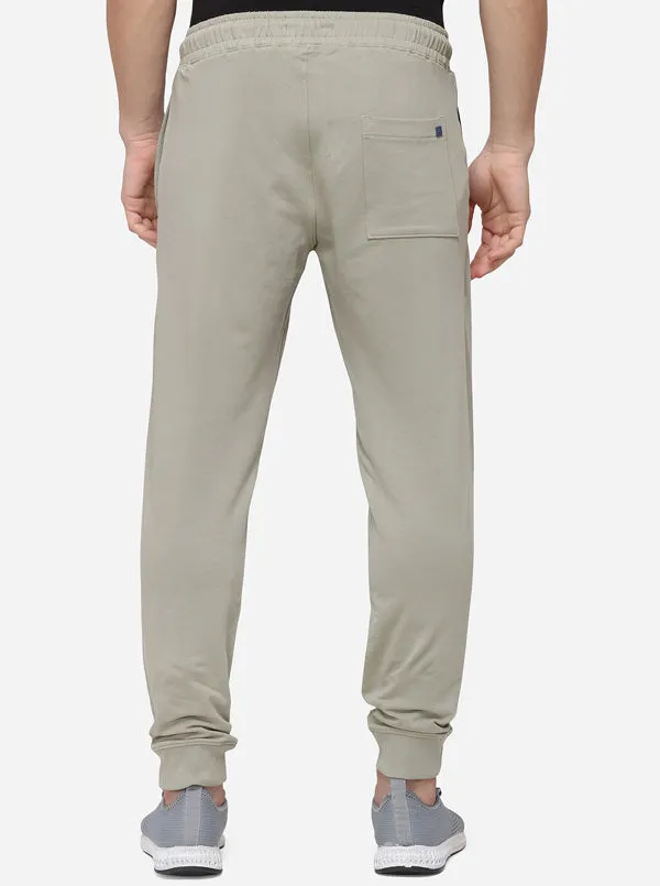 Stone Grey Regular Fit Solid Track Pants | JadeBlue