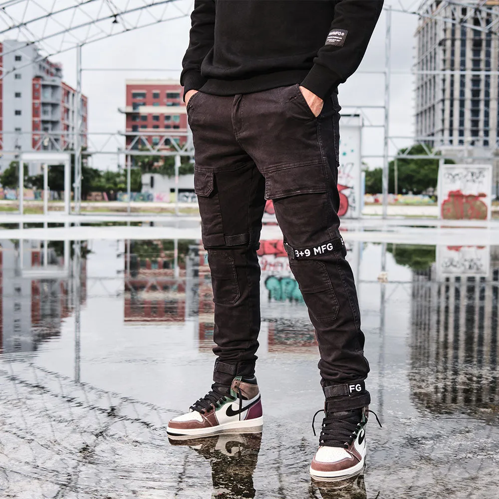 Strapped Up Vintage Washed Utility Pants Black